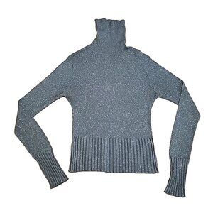 vintage BISOU BISOU Michelle Bohbot womens XS turtleneck sweater blue stretch